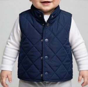 Classic Navy Blue Diamond Quilted Vest Normcore | Baby Boy 12 Months Gorpcore